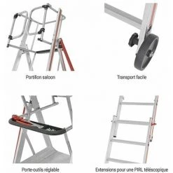 ESCABEAU DIRECT - MATISERE Escabeau Télescopique De 8 Marches Avec Kit D'extension 4 Marches - 848308/04 -Pas Cher Échelle Magasin 3224882 4