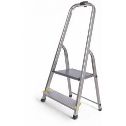HOSTRÖM Hostrom - Escabeau Dura 2 Marches En Aluminium, Léger Et Pliable, Pieds Antidérapants, Hauteur De Plateforme 32cm, Charge Maximale 150kg
