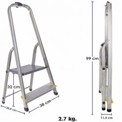 HOSTRÖM Hostrom - Escabeau Dura 2 Marches En Aluminium, Léger Et Pliable, Pieds Antidérapants, Hauteur De Plateforme 32cm, Charge Maximale 150kg -Pas Cher Échelle Magasin 32347549 4