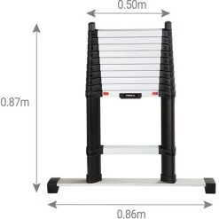 ECHELLE DIRECT - MATISERE Echelle Télescopique 3.50m Avec Barre Stabilisatrice - Marches Larges - TEL-70235WSML -Pas Cher Échelle Magasin 32584147 3