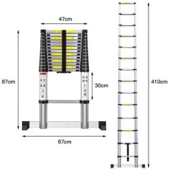 SiFree®Échelle Pliable, Echelle Telescopique, 4,1 Mètre(s), Sac De Transport OFFERT, EN 131, Charge Maximale: 150 Kg