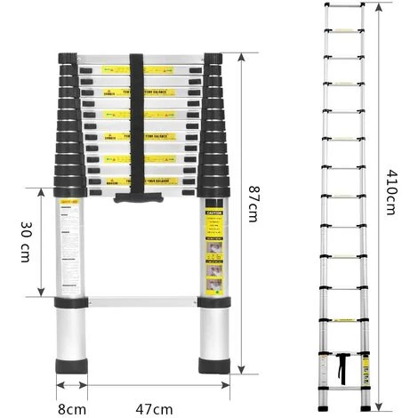 SKECTEN Échelle Pliable, Echelle Telescopique, 4,1 Mètre(s), Sac De Transport OFFERT, EN 131, Charge Maximale: 150 Kg 2 SKECTEN Échelle Pliable, Echelle Telescopique, 4,1 Mètre(s), Sac De Transport OFFERT, EN 131, Charge Maximale: 150 Kg – Image 2