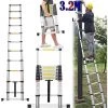 SKECTEN Échelle Télescopique 3.2M En Aluminium Bricolage Pliable Extensible Unique Droite Multi-fonction Ladder Charge 330lbs (150 Kg)