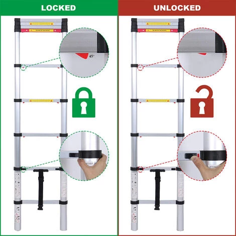SKECTEN Echelle Telescopique, Échelle Pliable, 3,2 Mètre(s), EN 131, Charge Maximale: 150 Kg 5 SKECTEN Echelle Telescopique, Échelle Pliable, 3,2 Mètre(s), EN 131, Charge Maximale: 150 Kg – Image 5