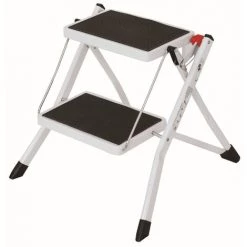 MSV Marchepied 2 Marches Pliant & Anti-dérapantes Léger En Acier Max 150kg - Noir