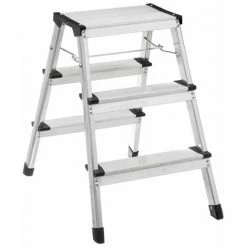 FIVE SIMPLY SMART Marchepied Design "3 Marches" 62cm Argent & Noir