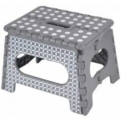 Paris Prix - Marchepied Pliable "geoflower" 29cm Gris
