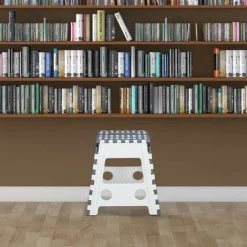 Relaxdays Tabouret XL Pliant, Escabeau, Une Marche, Avec Poignée, 120 Kg, Plastique, 39,5 X 38,5 X 32 Cm, Gris/blanc -Pas Cher Échelle Magasin 34033858 3