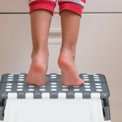 Relaxdays Tabouret XL Pliant, Escabeau, Une Marche, Avec Poignée, 120 Kg, Plastique, 39,5 X 38,5 X 32 Cm, Gris/blanc -Pas Cher Échelle Magasin 34033858 4