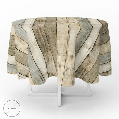 ORYX Nappe Caoutchouc Rond Planches Bois PVC Imperméable Anti-Tache Ø 140 Cm. Utilisation Intérieure Et Extérieure AFT 05544036 1 ORYX Nappe Caoutchouc Rond Planches Bois PVC Imperméable Anti-Tache Ø 140 Cm. Utilisation Intérieure Et Extérieure AFT 05544036