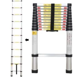 TODECO Echelle Telescopique, échelle Pliable, 3,2 Mètre(s), EN 131, Charge Maximale: 150 Kg
