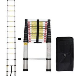 TODECO Echelle Telescopique, échelle Pliable, 4,1 Mètre(s), Sac De Transport OFFERT, EN 131, Charge Maximale: 150 Kg