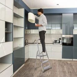 HOSTRÖM Hostrom - Escabeau Dura 3 Marches En Aluminium, Léger Et Pliable, Pieds Antidérapants, Hauteur De Plateforme 54cm, Charge Maximale 150kg -Pas Cher Échelle Magasin 35236605 3