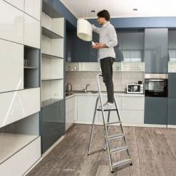 HOSTRÖM Hostrom - Escabeau Dura 5 Marches En Aluminium, Léger Et Pliable, Pieds Antidérapants, Hauteur De Plateforme 97cm, Charge Maximale 150kg -Pas Cher Échelle Magasin 35236648 3