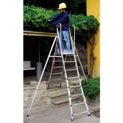 ESCABEAU DIRECT - MATISERE Escabeau PIRL Télescopique En Aluminium Avec Bac Porte-outils - 4+5 Marches - Hauteur De Travail Max 3.48m - SCA1980/06 -Pas Cher Échelle Magasin 36334063 4