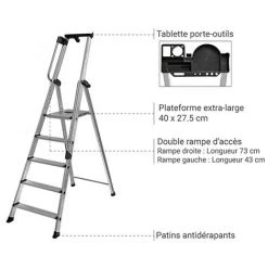 CENTAURE Escabeau Professionnel Pour Usage Régulier - Hauteur De Travail Maximale 2.78m - 270204 9 CENTAURE Escabeau Professionnel Pour Usage Régulier - Hauteur De Travail Maximale 2.78m - 270204 -Pas Cher Échelle Magasin 36334079 5
