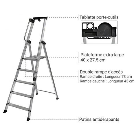 CENTAURE Escabeau Professionnel Pour Usage Régulier - Hauteur De Travail Maximale 2.78m - 270204 5 CENTAURE Escabeau Professionnel Pour Usage Régulier - Hauteur De Travail Maximale 2.78m - 270204 – Image 5