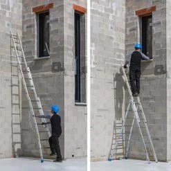 CENTAURE Echelle Transformable 3 Plans - Longueur Pliée 2.30m. / Dépliée 4.65m Et 3.72m En Position Escabeau. - 213308 -Pas Cher Échelle Magasin 36334107 4