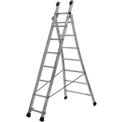 CENTAURE Echelle Transformable 2 Plans - Hauteur Atteignable En Position Escabeau De 1.95m Et 3.20m En Double échelle - 363207