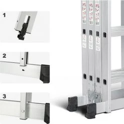 TODECO Echelle Multifonction 3.5m, échelle Pliante Avec 2 Montants, 4x3 échelle Aluminium Chargeable Jusqu'à 150 Kg -Pas Cher Échelle Magasin 36418261 3