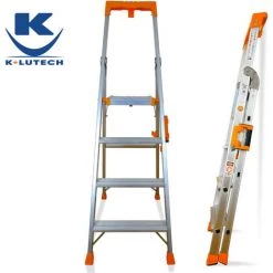 Escabeau Keli Le Super Pro (4 Marches (travail à 2,7m), Marchepied, Échelle Pliable, Fabriqué En Aluminium, Qualité Professionnelle, Poignée De Transport Confort, Porte Outils Abs -Pas Cher Échelle Magasin 36835004 3