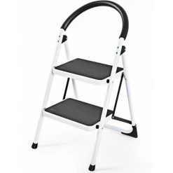 HELLOSHOP26 Escabeau à 2 Marches Pliant En Fer 150kg Charge Max Marchepied Avec Plate-forme Antidérapante Hauteur 87cm - Or