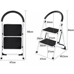 HELLOSHOP26 Escabeau à 2 Marches Pliant En Fer 150kg Charge Max Marchepied Avec Plate-forme Antidérapante Hauteur 87cm - Or -Pas Cher Échelle Magasin 37326905 3