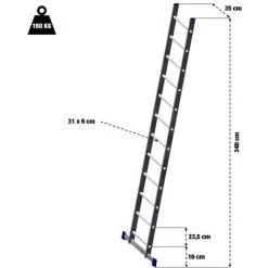 OSE Échelle Simple Aluminium 3,40 M -Pas Cher Échelle Magasin 38343538 3