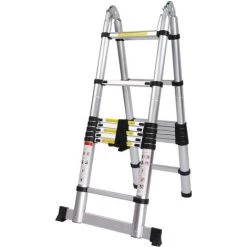 FREOSEN Échelle Télescopique 5M (2,5M + 2,5M) Portable Pliante Échelle Escabeau En Aluminium 16 Echelons Charge Max 150 Kg -Pas Cher Échelle Magasin 38400969 4