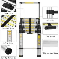 FREOSEN 5M Échelle Télescopique Portable Echelle Multi-Fonction En Aluminium,Capacité 150 Kg ,13 Echelons+ Sac + Gants 7 FREOSEN 5M Échelle Télescopique Portable Echelle Multi-Fonction En Aluminium,Capacité 150 Kg ,13 Echelons+ Sac + Gants -Pas Cher Échelle Magasin 38400993 3