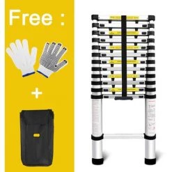 FREOSEN 3.8M Échelle Télescopique Portable Echelle Multi-Fonction En Aluminium,Capacité 150 Kg ,13 Echelons