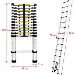 FREOSEN 3.8M Échelle Télescopique Portable Echelle Multi-Fonction En Aluminium,Capacité 150 Kg ,13 Echelons 6 FREOSEN 3.8M Échelle Télescopique Portable Echelle Multi-Fonction En Aluminium,Capacité 150 Kg ,13 Echelons -Pas Cher Échelle Magasin 39446160 3