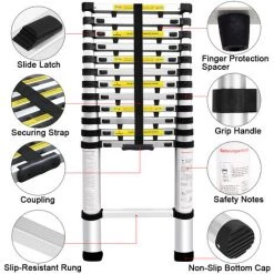 FREOSEN 3.8M Échelle Télescopique Portable Echelle Multi-Fonction En Aluminium,Capacité 150 Kg ,13 Echelons 7 FREOSEN 3.8M Échelle Télescopique Portable Echelle Multi-Fonction En Aluminium,Capacité 150 Kg ,13 Echelons -Pas Cher Échelle Magasin 39446160 4
