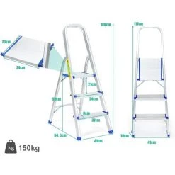 GOPLUS Escabeau Pliable à 3/4/5 Marches, ?chelle Ultra Léger En Aluminium Avec Couvre-pied En Plastique, Stucture Triangulaire Stable, Pour Maison Et Garage, Charge Maximale 150KG, Argent (3 Marches) 9 GOPLUS Escabeau Pliable à 3/4/5 Marches, ?chelle Ultra Léger En Aluminium Avec Couvre-pied En Plastique, Stucture Triangulaire Stable, Pour Maison Et Garage, Charge Maximale 150KG, Argent (3 Marches) -Pas Cher Échelle Magasin 40243164 5