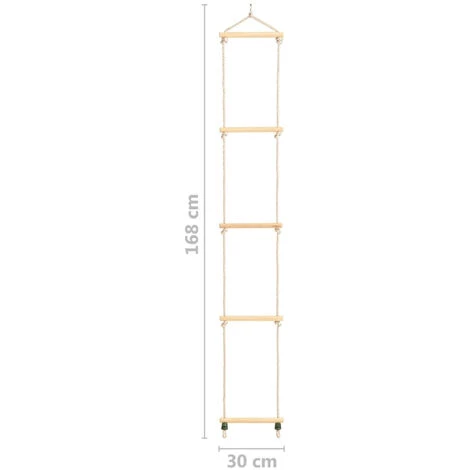 HAPPYSHOPPING Echelle De Corde Pour Enfants Bois Massif Et PE 30x168 Cm 5 HAPPYSHOPPING Echelle De Corde Pour Enfants Bois Massif Et PE 30x168 Cm – Image 5