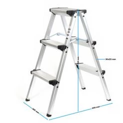 WILTEC XPOtool Échelle Pliante En Aluminium 150kg Escabeau 2 Fois 3 Marches Antiglisse 73cm -Pas Cher Échelle Magasin 40537376 3