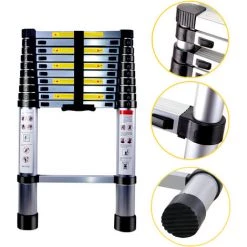 AXHUP Echelle Télescopique 3,8M En Aluminium Bricolage Extensible Multi-fonction -Pas Cher Échelle Magasin 40904362 4