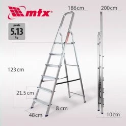 MTX - Escabeau 6 Marches - 150 Kg, Aluminium 7 MTX - Escabeau 6 Marches - 150 Kg, Aluminium -Pas Cher Échelle Magasin 42699290 3