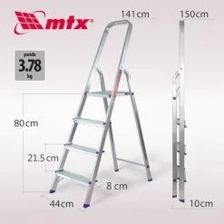 MTX - Escabeau 4 Marches - 150 Kg, Aluminium -Pas Cher Échelle Magasin 42699293 3