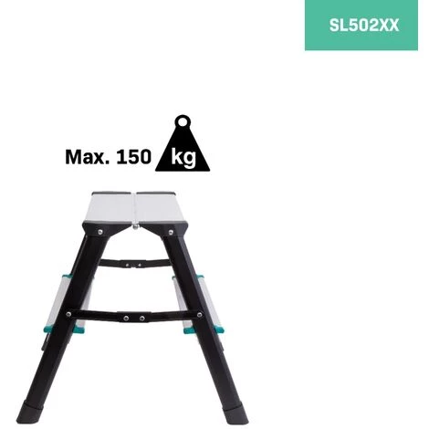 VONROC Escabeau Double – 2 Marches - Antidérapant - Capacité De Charge Maximale 150kg – Hauteur De 43cm Max . 3 VONROC Escabeau Double – 2 Marches - Antidérapant - Capacité De Charge Maximale 150kg – Hauteur De 43cm Max . – Image 3