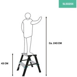VONROC Escabeau Double – 2 Marches - Antidérapant - Capacité De Charge Maximale 150kg – Hauteur De 43cm Max . 8 VONROC Escabeau Double – 2 Marches - Antidérapant - Capacité De Charge Maximale 150kg – Hauteur De 43cm Max . -Pas Cher Échelle Magasin 43248324 4