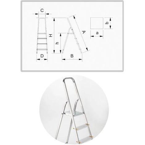 ALVE Escabeau En Aluminium EUROSTYL 3 Marches - 3 Marches 3 ALVE Escabeau En Aluminium EUROSTYL 3 Marches - 3 Marches – Image 3