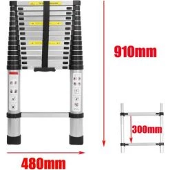 4.4m DAY PLUS Échelle Télescopique 4,4M, Aluminium Portable Et Pliante Escabeau, Multi-Fonction, Capacité 330 Livres/150 Kg -Pas Cher Échelle Magasin 43458694 3