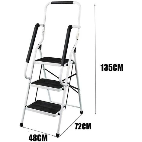DAY PLUS 3 étapes Escabeau Avec Main Courante De Sécurité Pliable De Sécurité Antidérapant Matt Safe Heavy Duty - 2 DAY PLUS 3 étapes Escabeau Avec Main Courante De Sécurité Pliable De Sécurité Antidérapant Matt Safe Heavy Duty - – Image 2