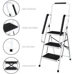 DAY PLUS 3 étapes Escabeau Avec Main Courante De Sécurité Pliable De Sécurité Antidérapant Matt Safe Heavy Duty - 7 DAY PLUS 3 étapes Escabeau Avec Main Courante De Sécurité Pliable De Sécurité Antidérapant Matt Safe Heavy Duty - -Pas Cher Échelle Magasin 43458702 3