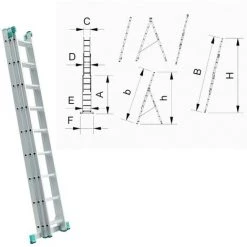 ALVE Echelle Transformable 3 Plans Coulissante Extensible 7 Marches - 7 Marches -Pas Cher Échelle Magasin 4359726 3