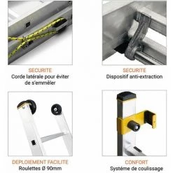 ECHELLE DIRECT - MATISERE Echelle Coulissante 2 Plans De Longueur De 9.49m Dépliée Et De 5.25m Pliée. - 8318 7 ECHELLE DIRECT - MATISERE Echelle Coulissante 2 Plans De Longueur De 9.49m Dépliée Et De 5.25m Pliée. - 8318 -Pas Cher Échelle Magasin 4396515 3