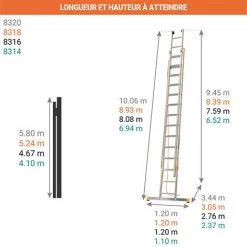 ECHELLE DIRECT - MATISERE Echelle Coulissante 2 Plans De Longueur De 9.49m Dépliée Et De 5.25m Pliée. - 8318 8 ECHELLE DIRECT - MATISERE Echelle Coulissante 2 Plans De Longueur De 9.49m Dépliée Et De 5.25m Pliée. - 8318 -Pas Cher Échelle Magasin 4396515 4