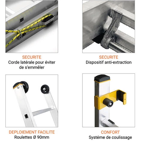 ECHELLE DIRECT - MATISERE Echelle Coulissante 2 Plans De Longueur De 6.94m Dépliée Et De 4.10m Pliée. - 8814 2 ECHELLE DIRECT - MATISERE Echelle Coulissante 2 Plans De Longueur De 6.94m Dépliée Et De 4.10m Pliée. - 8814 – Image 2