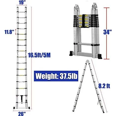 DAY PLUS 5M échelle Telescopic Conductor Liste De Conducteur Poulie De Conducteur Porte-poignée Conductrice Pliante 2.5M+2.5M 2 DAY PLUS 5M échelle Telescopic Conductor Liste De Conducteur Poulie De Conducteur Porte-poignée Conductrice Pliante 2.5M+2.5M – Image 2